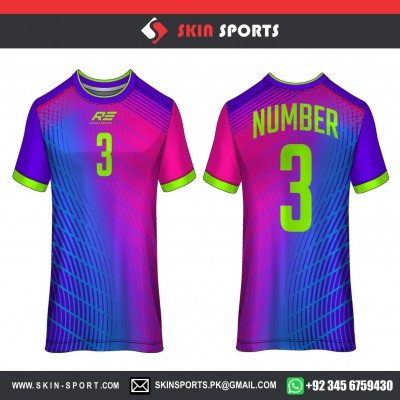 PINK BLUE STRUCTURE  SOCCER JERSEYS